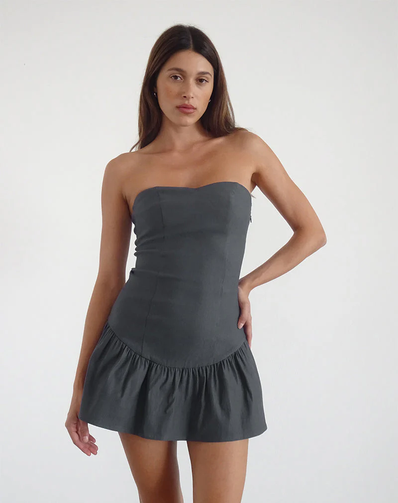Sabina Bandeau-Minikleid in Anthrazit