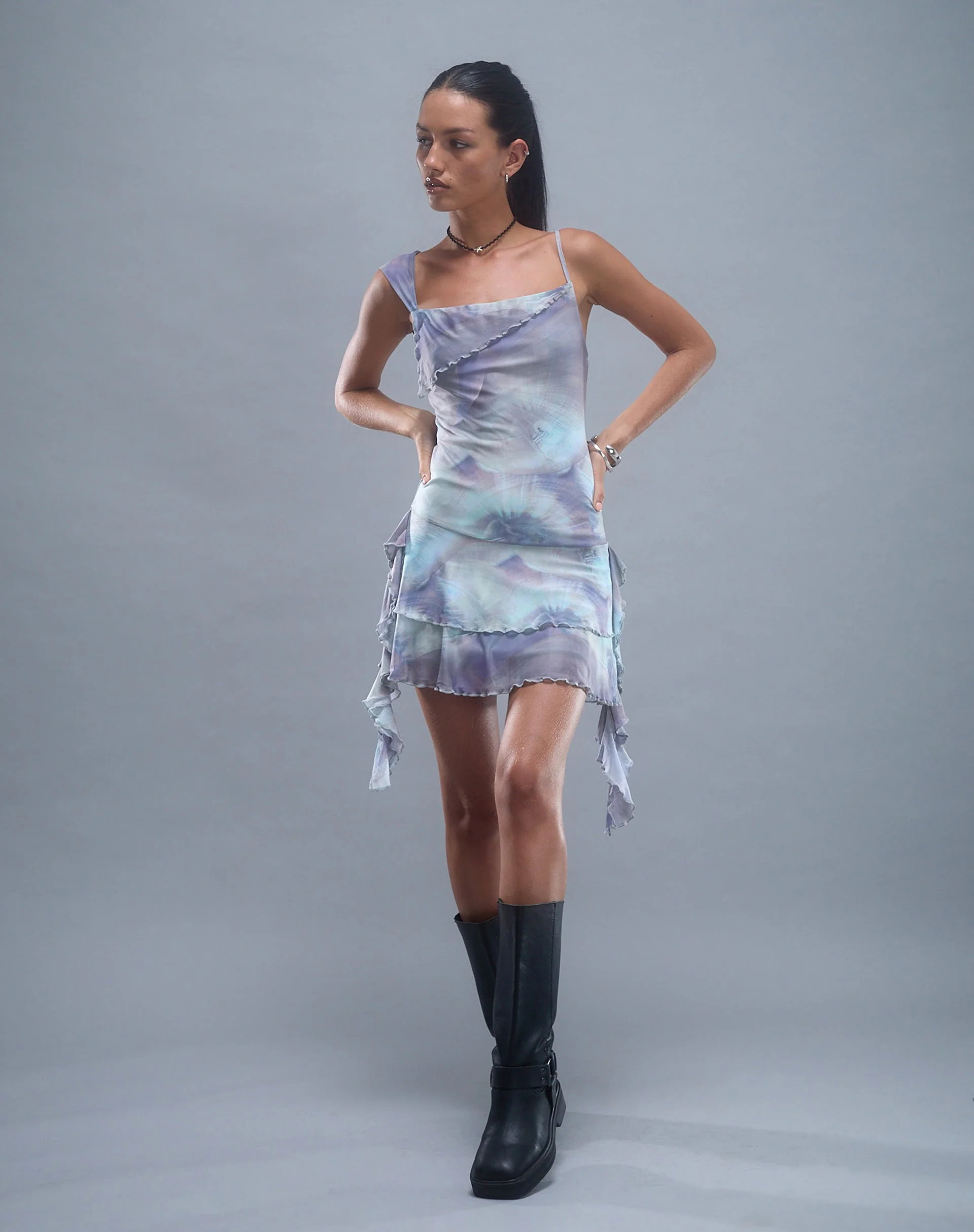 Sabit Mesh-Minikleid aus bedruckter Perlmuttschale - Image 6
