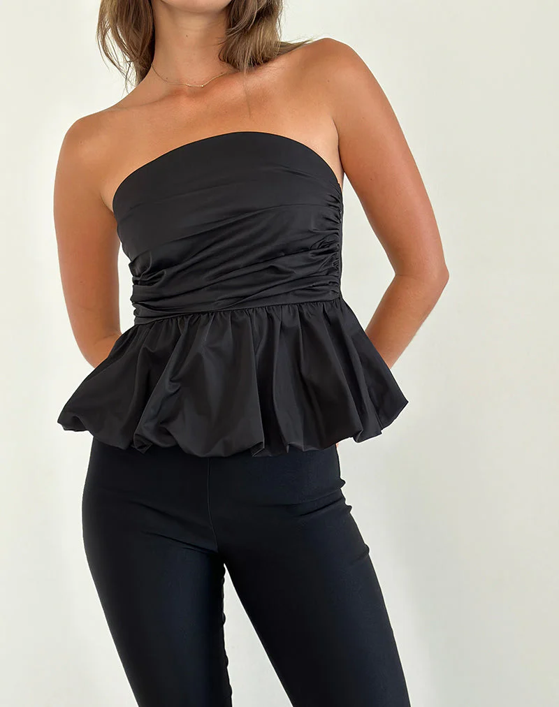 Sabita Puffball Bandeau Top in Schwarz - Image 2