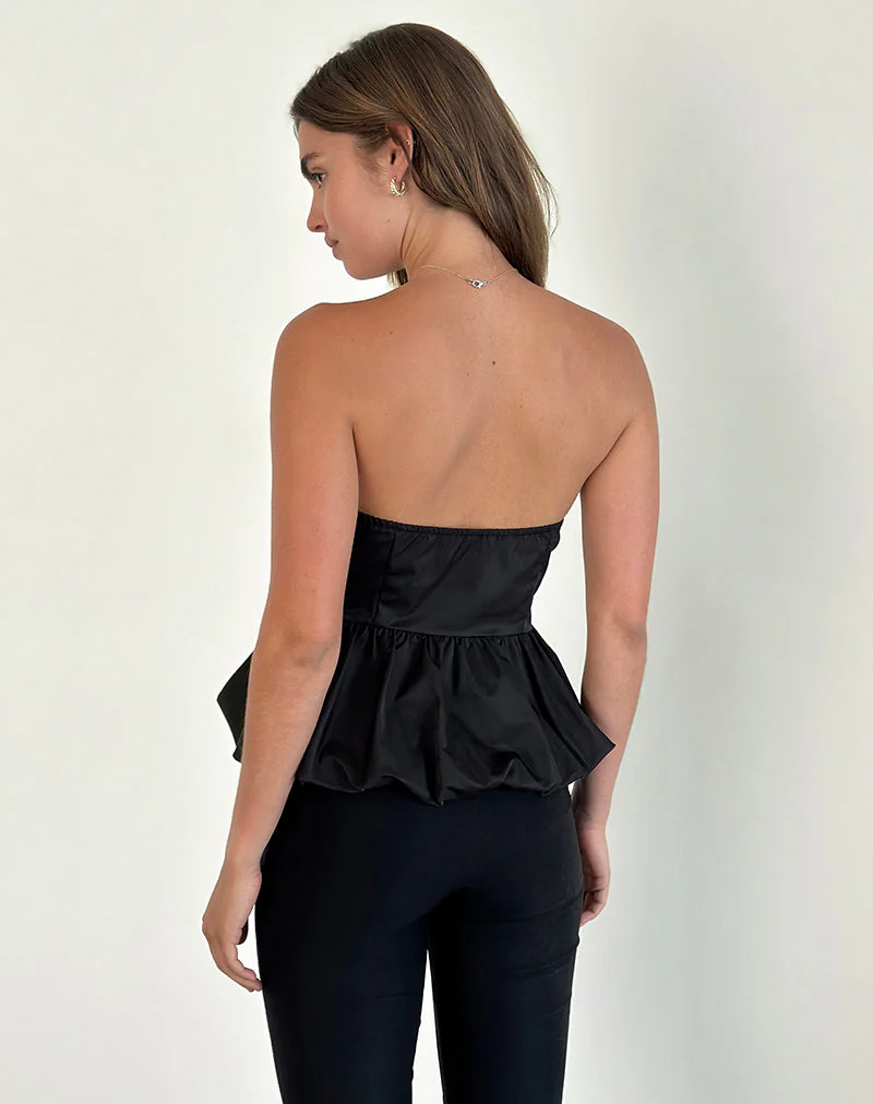 Sabita Puffball Bandeau Top in Schwarz - Image 3
