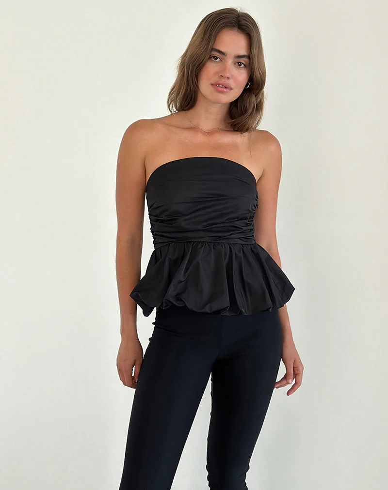 Sabita Puffball Bandeau Top in Schwarz - Image 5