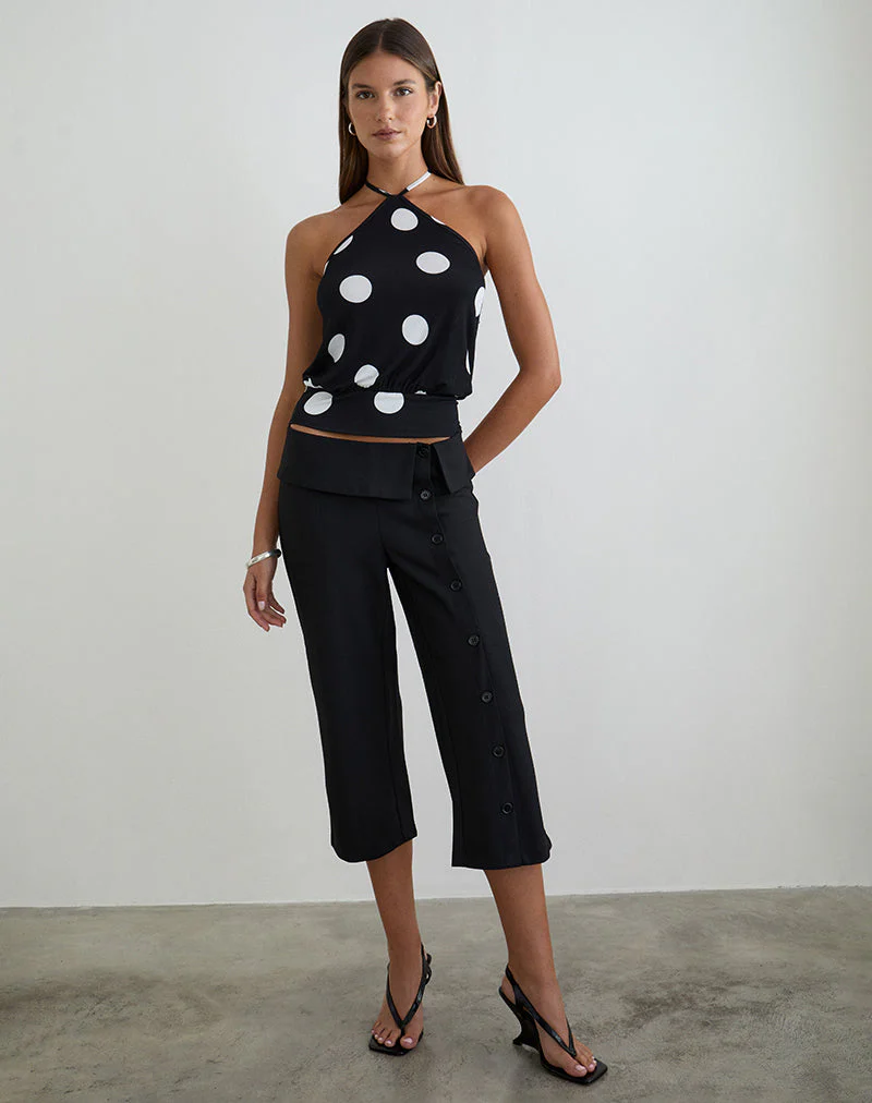 Saerin Neckholder-Top in Schwarz mit weißen Polka-Punkten - Image 4