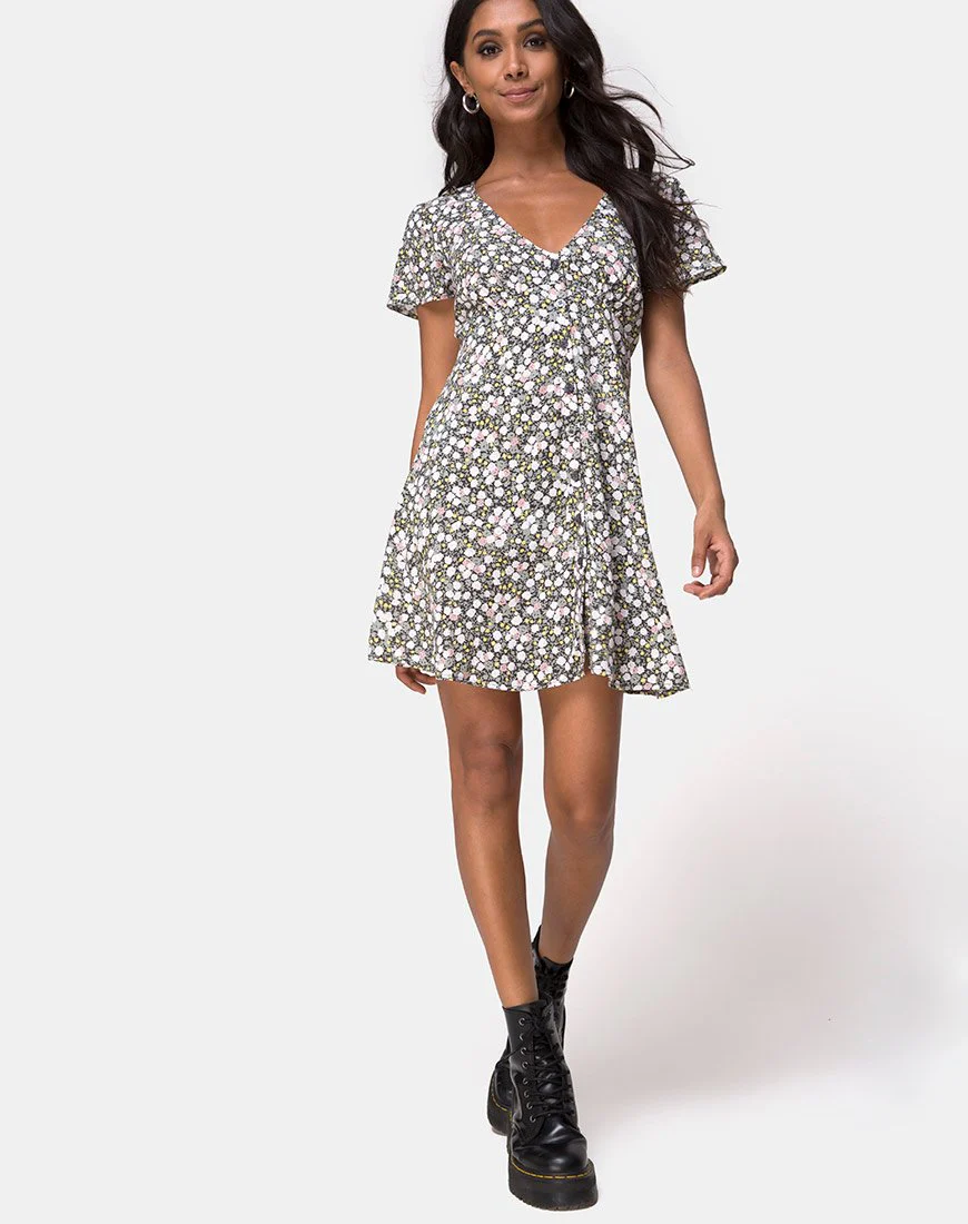 Sahara Tee-Kleid in Floral Field Olive - Image 4
