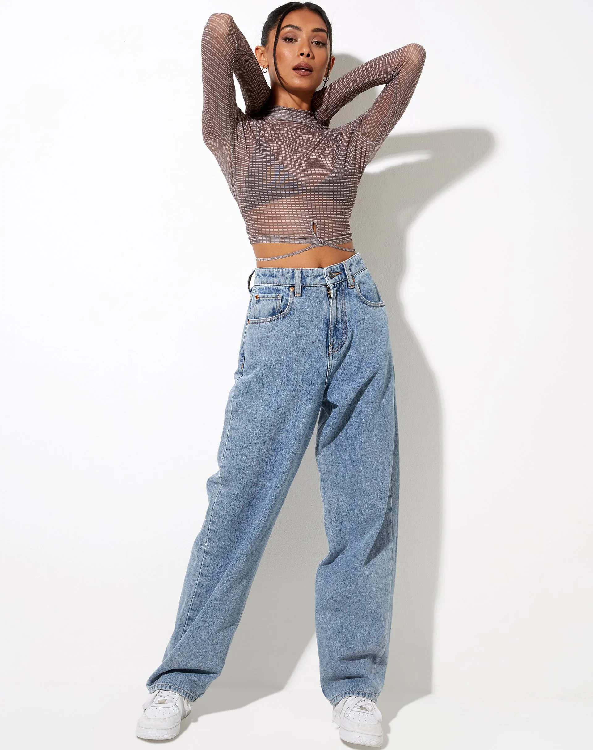 Sahila Crop Top in Mini Check Chocolate - Image 6