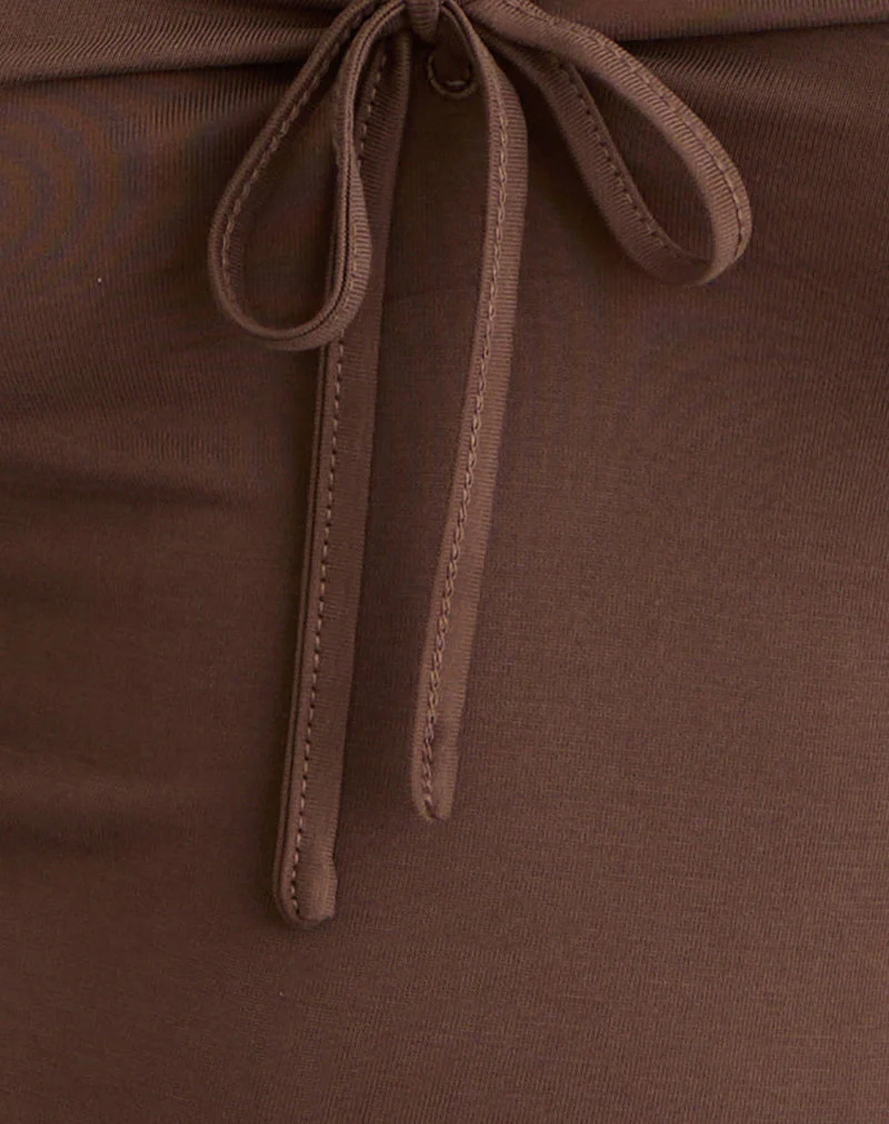 Saiba Oberteil mit Kappenärmel aus Cupro Dunkelbraun - Image 6