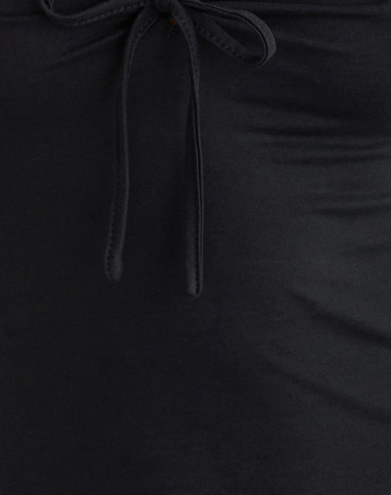 Saiba Oberteil mit Kapuzenärmeln aus Cupro Schwarz - Image 7