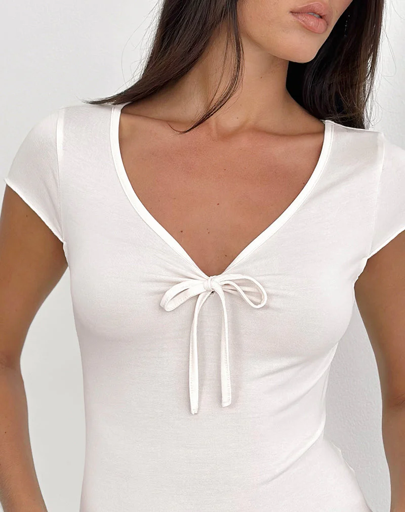 Saiba Oberteil mit langen Ärmeln in Cupro Creme - Image 2