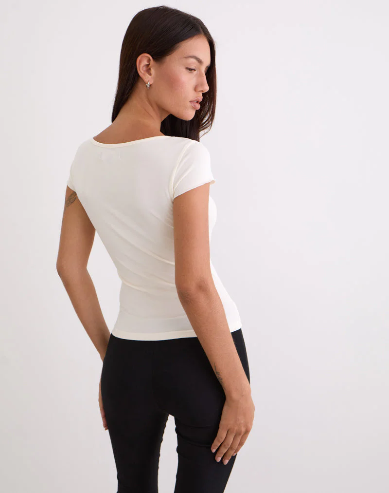 Saiba Oberteil mit langen Ärmeln in Cupro Creme - Image 5