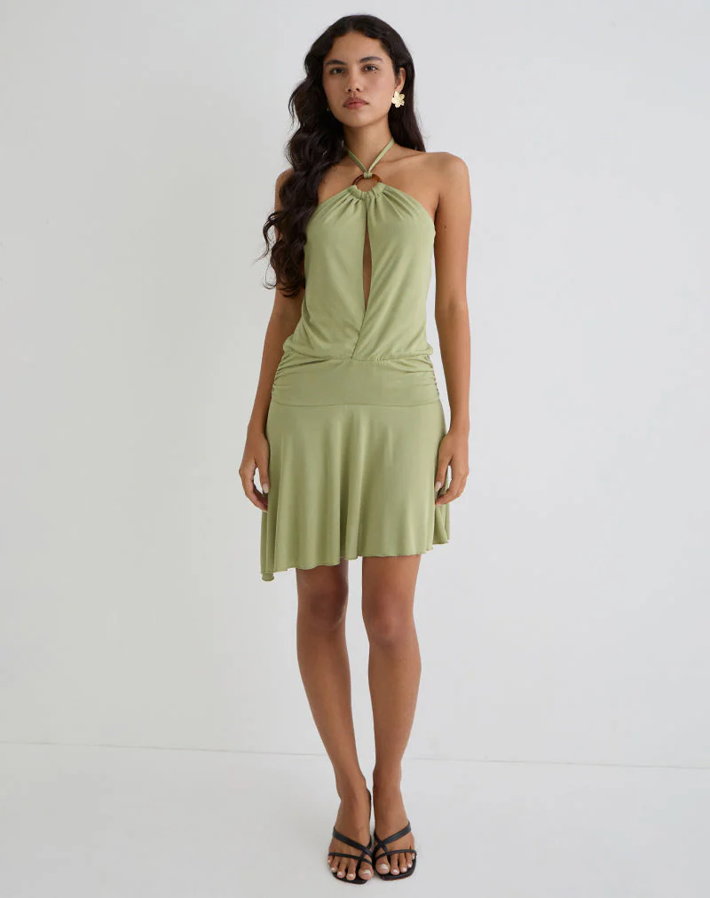 Saira Neckholder-Minikleid in Salbei - Image 3