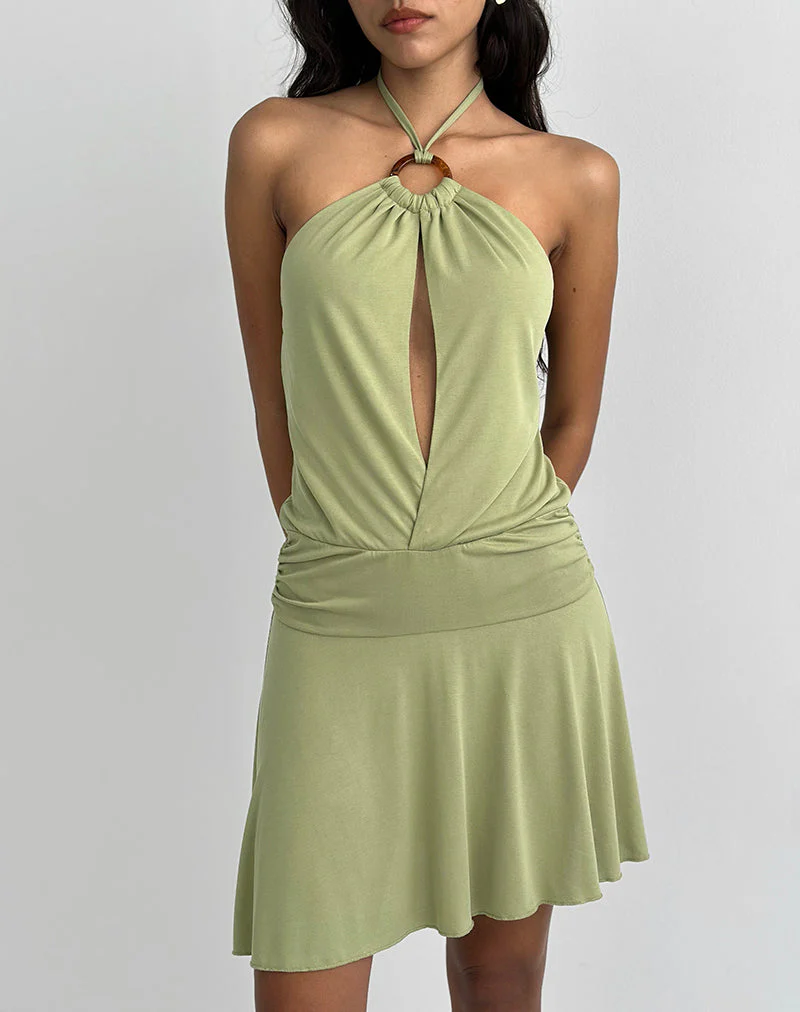Saira Neckholder-Minikleid in Salbei - Image 5