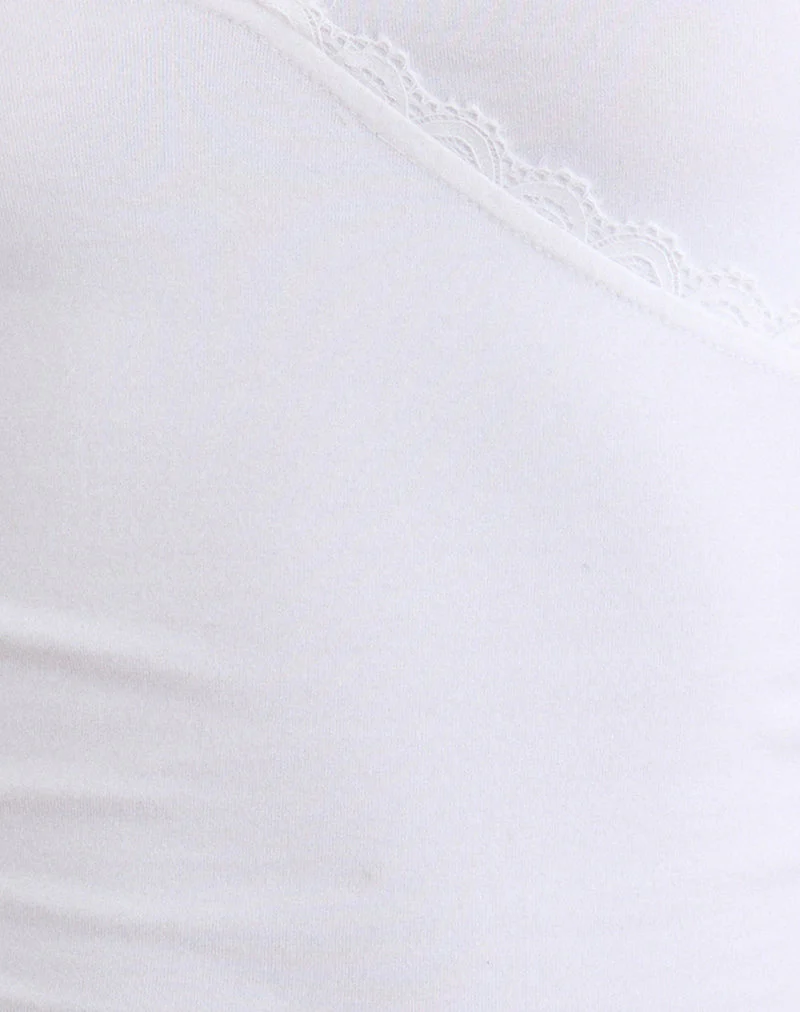 Sajiwa V Neck Top in Lace Trim White - Image 5