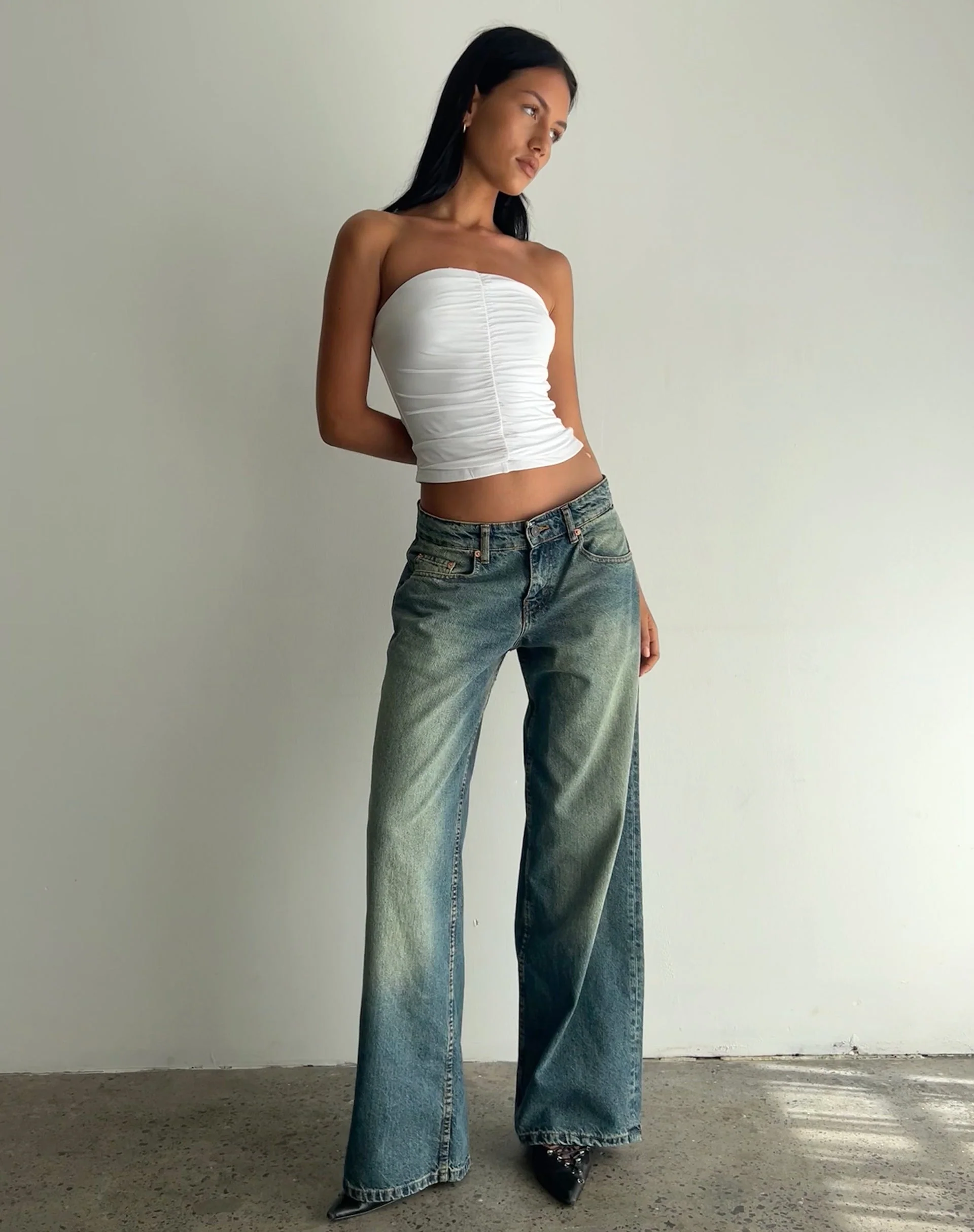Sajna Gerüschtes Bandeau-Top in Weiß