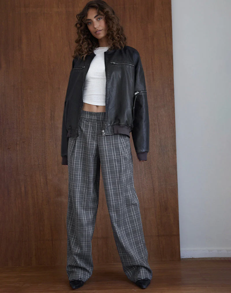 Sakaria Hose mit weitem Bein, grau kariert - Image 2