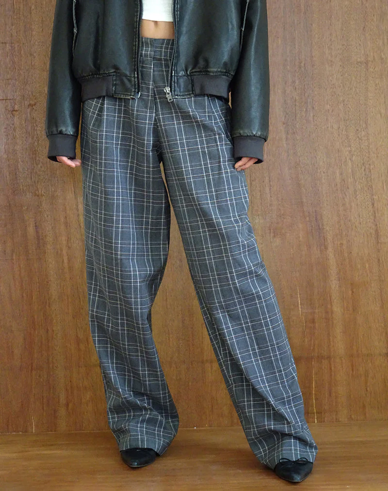 Sakaria Hose mit weitem Bein, grau kariert - Image 4
