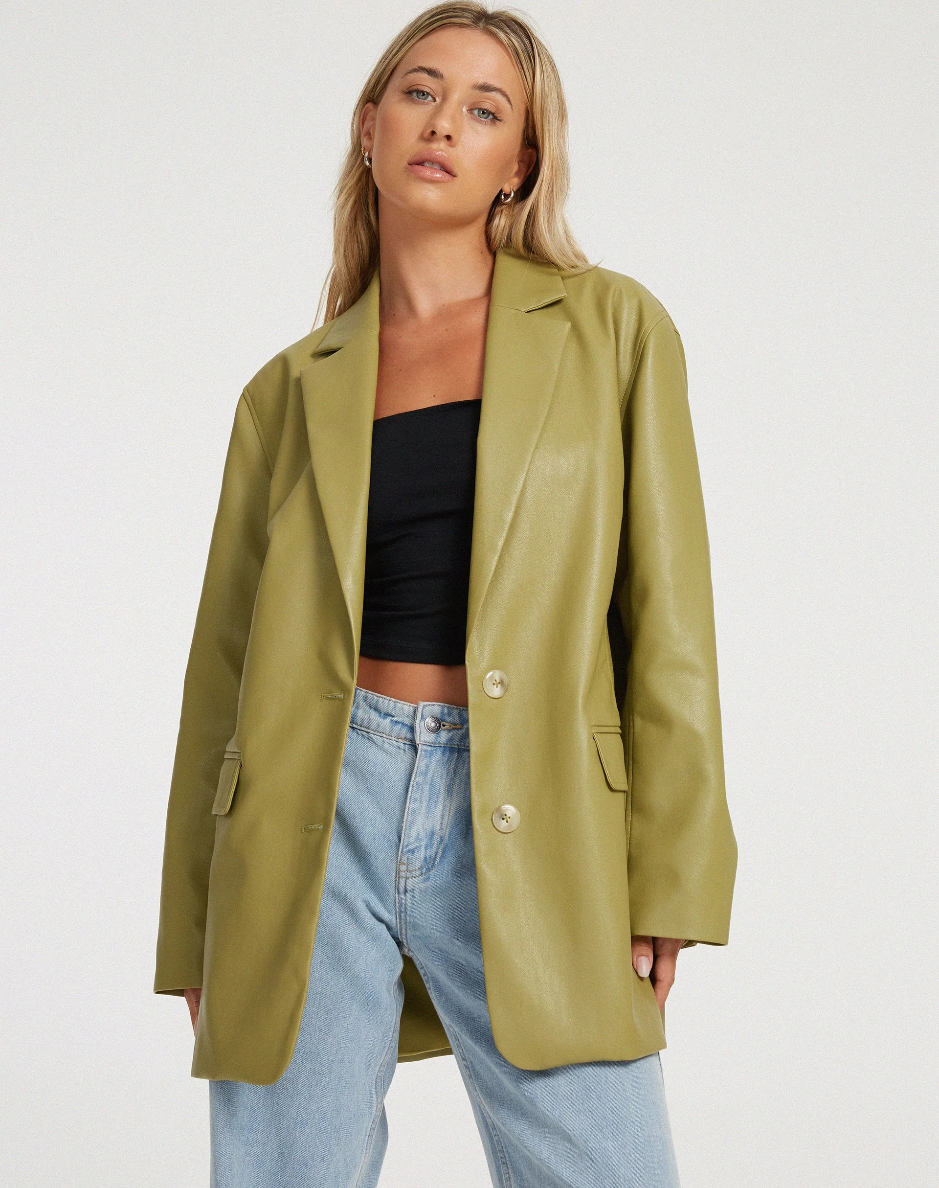 Saken Blazer in PU-Blattgrün