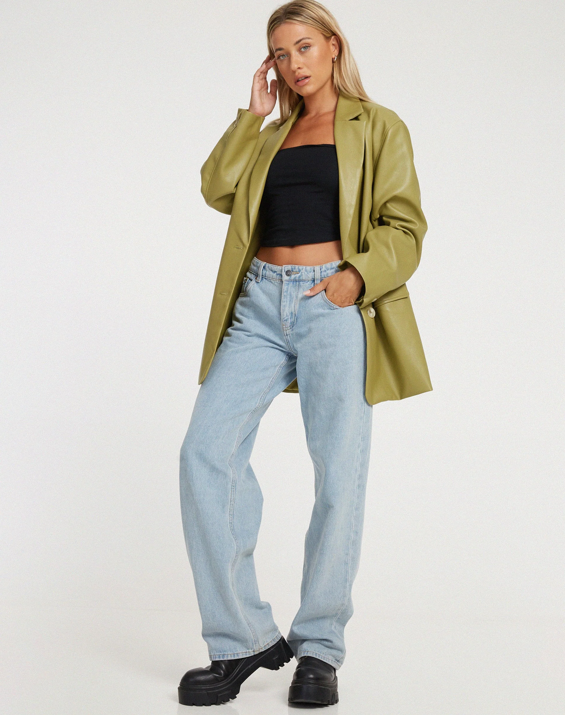 Saken Blazer in PU-Blattgrün - Image 3