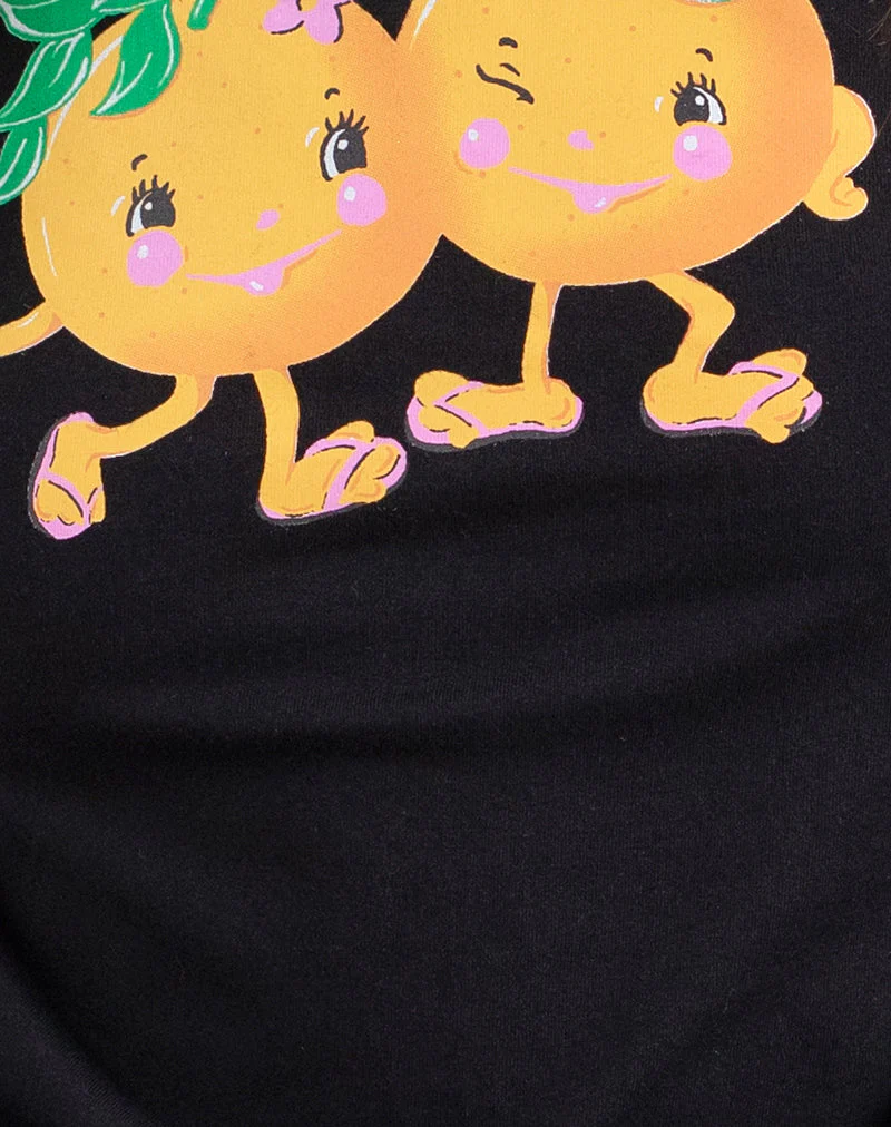 Saki Tee in Schwarz mit aufgedrucktem Squeeze Me Orange - Image 5