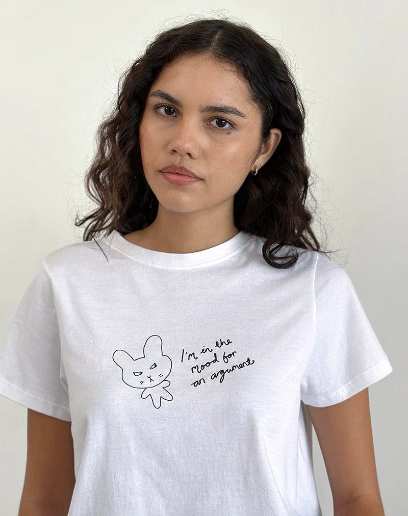 Saki Tee in Weiß Argument Mood Druck - Image 3