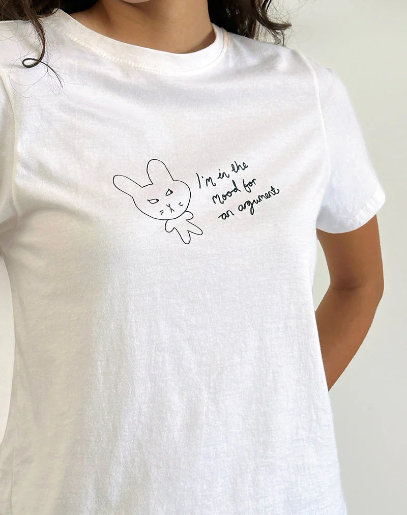 Saki Tee in Weiß Argument Mood Druck - Image 5