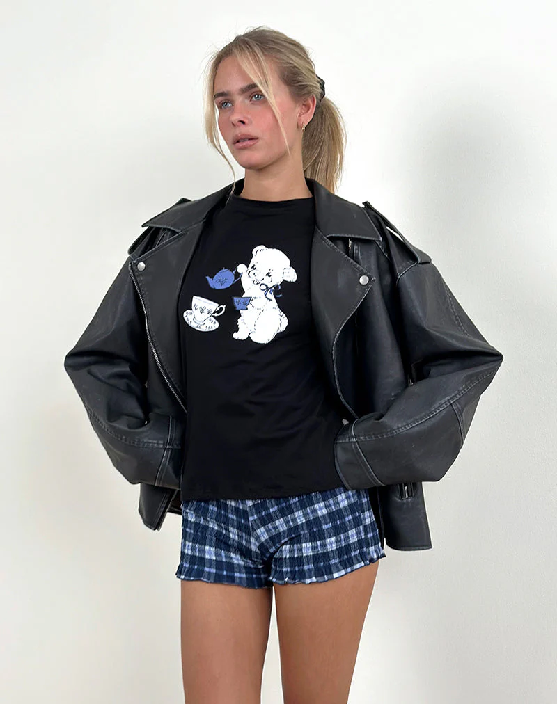 Saki Tee in Schwarz mit Tea Time Druck - Image 4