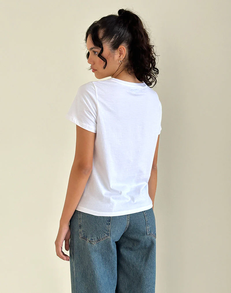 Saki Weißes Tee mit Kitty-Druck - Image 3