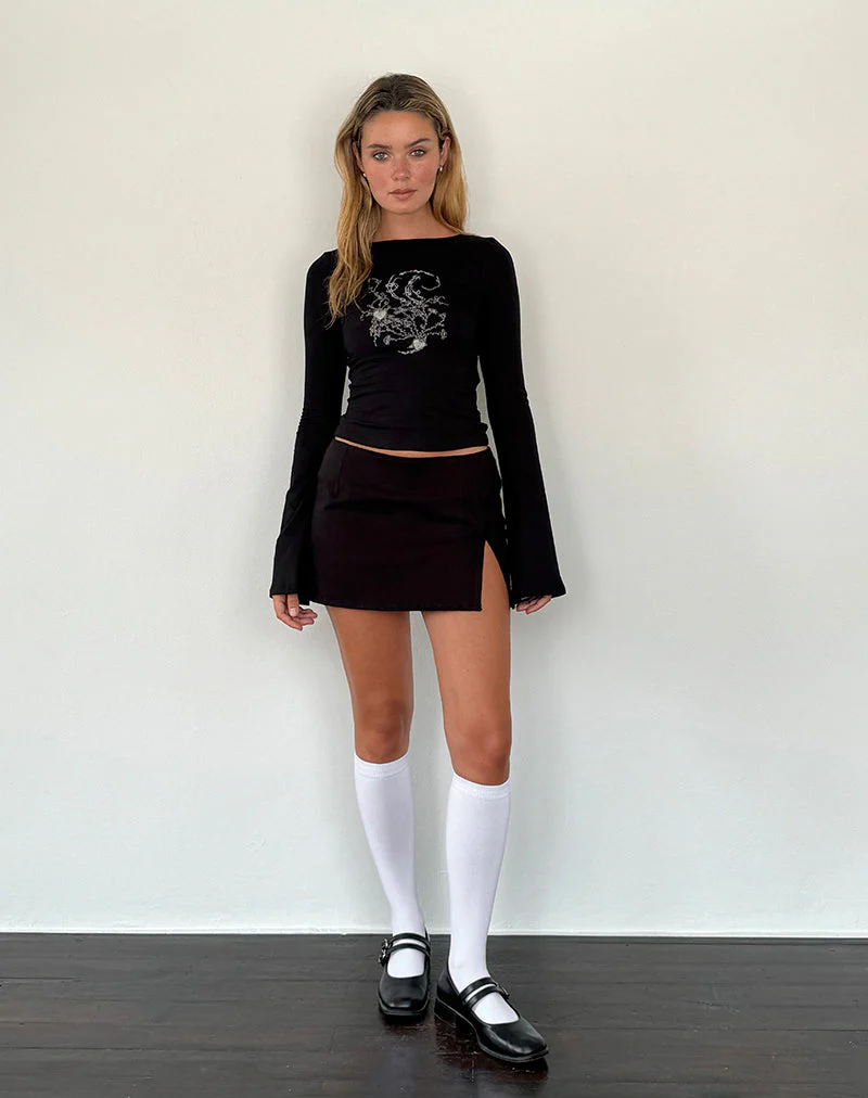 Salaka Langarm-Top in Schwarz Script Heart Graphic - Image 5