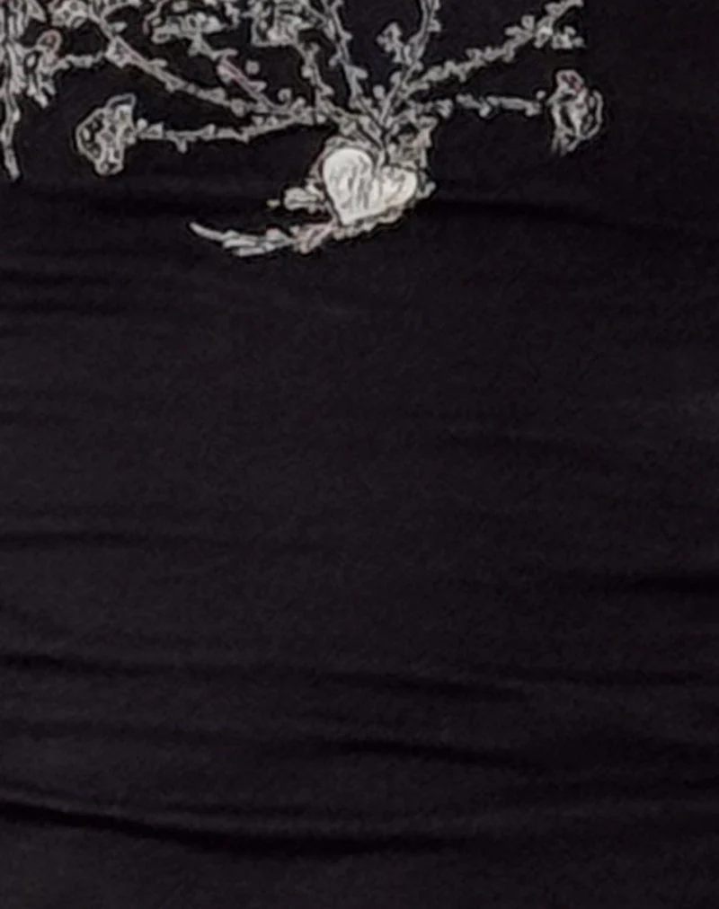 Salaka Langarm-Top in Schwarz Script Heart Graphic - Image 6