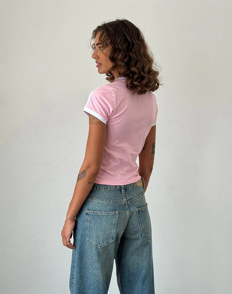 Salda Sportliches Tee in Ballettrosa mit weißer Bindung - Image 5