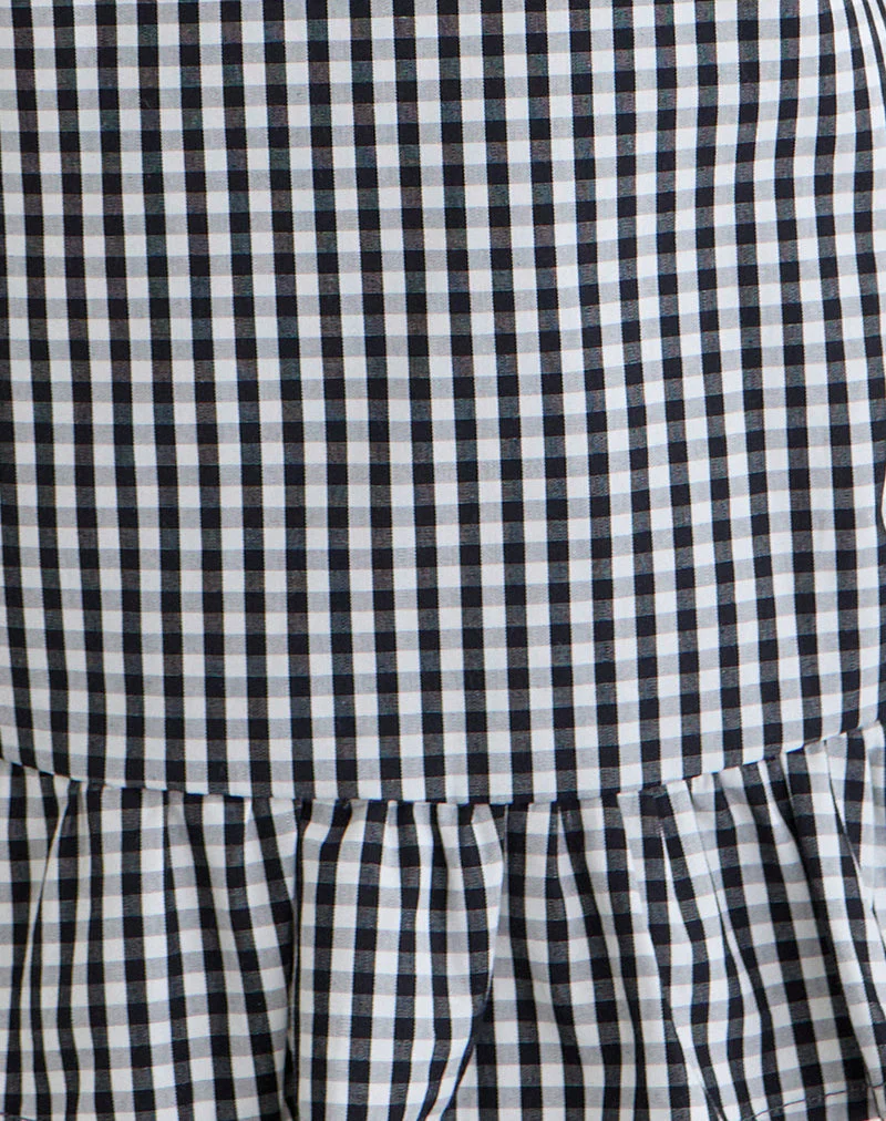 Salome Peplum Top in Mini Gingham Grey - Image 5