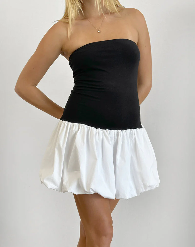 Salvia Puffball-Minikleid in Schwarz und Weiß - Image 5