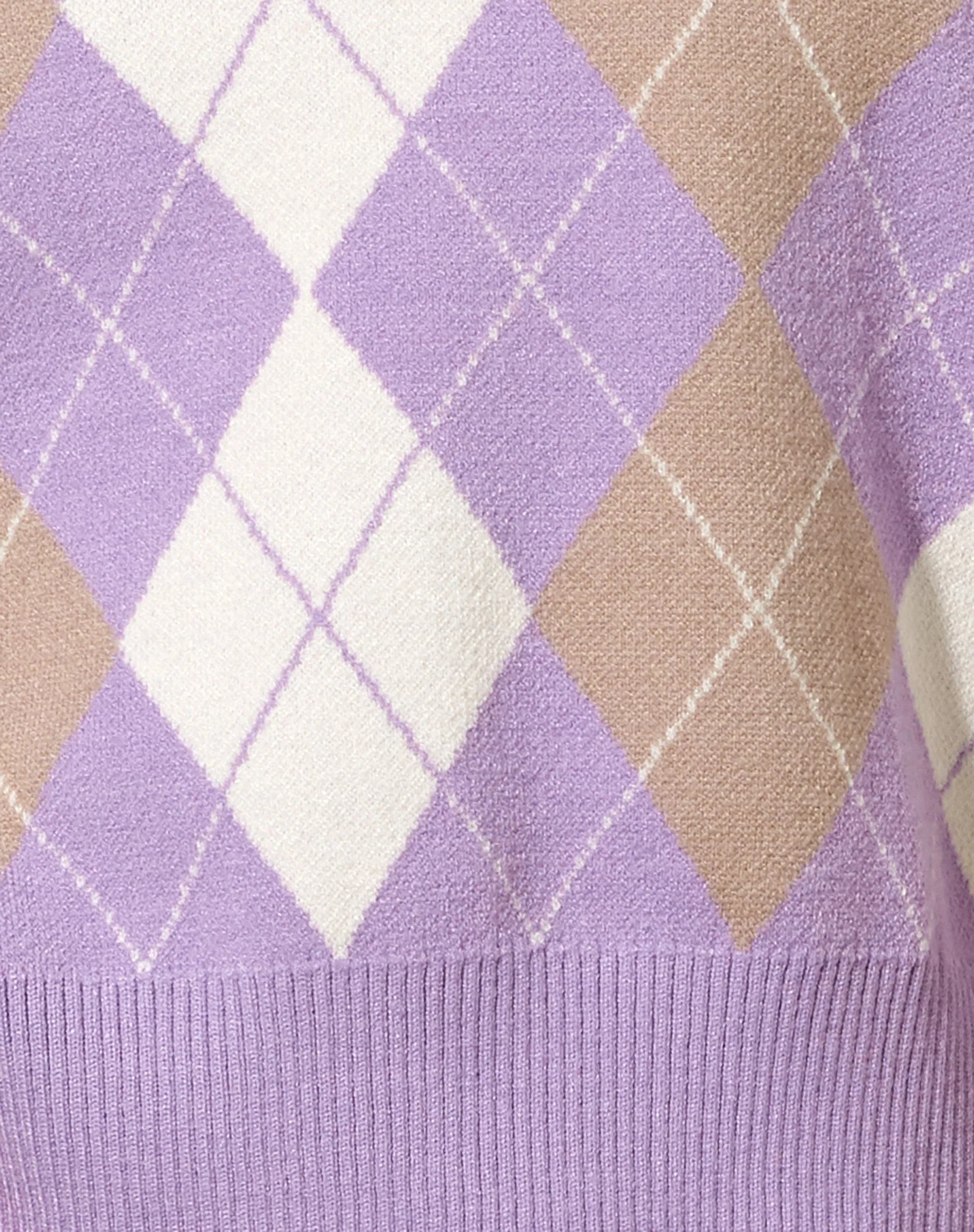 Sami Weste in Argyle Flieder Creme Tan - Image 8