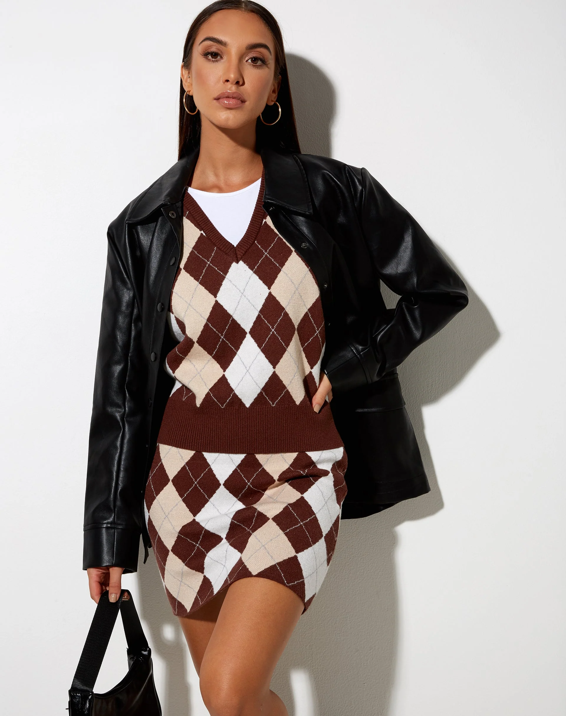 Sami Weste in Argyle Tan gestrickt - Image 2