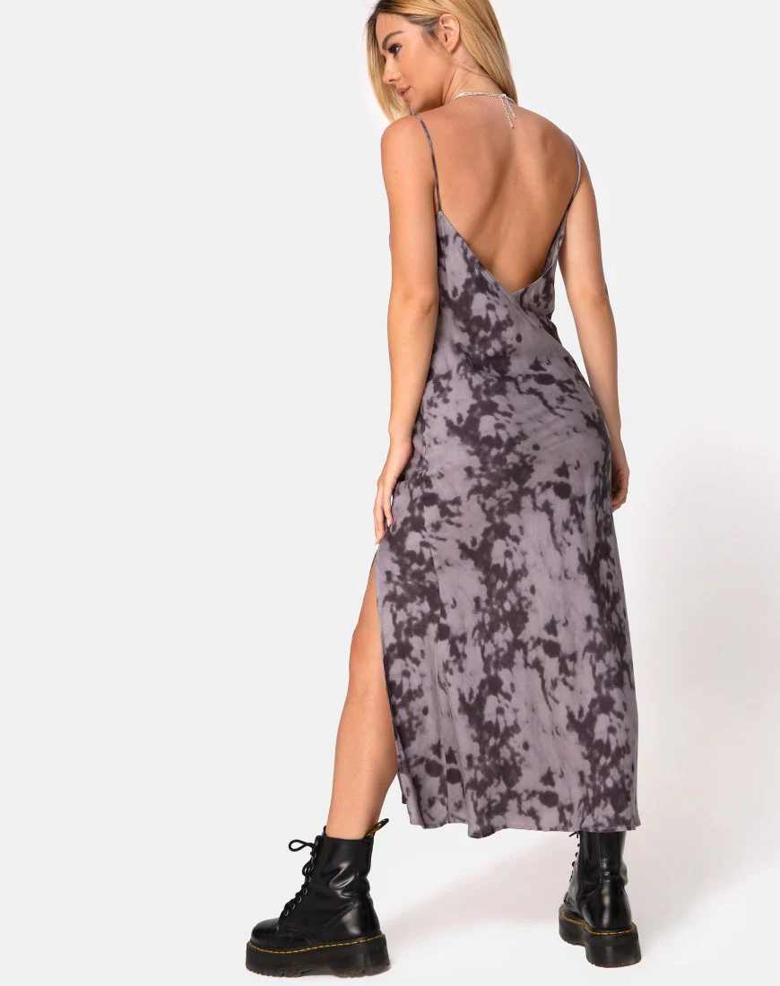 Samia Midikleid in Grau gebleicht Tie Dye - Image 2