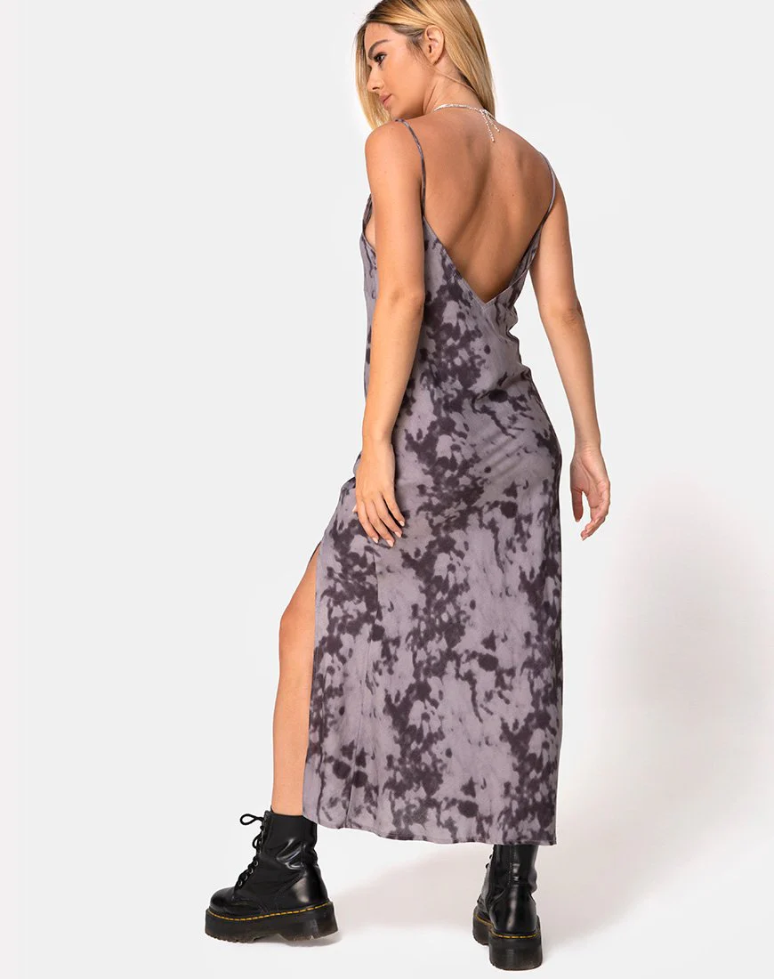 Samia Midikleid in Grau gebleicht Tie Dye - Image 4