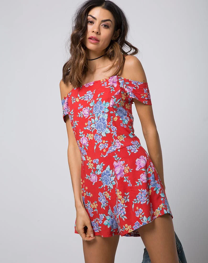 Samitta Playsuit mit kalten Schultern in Vintage Fleur