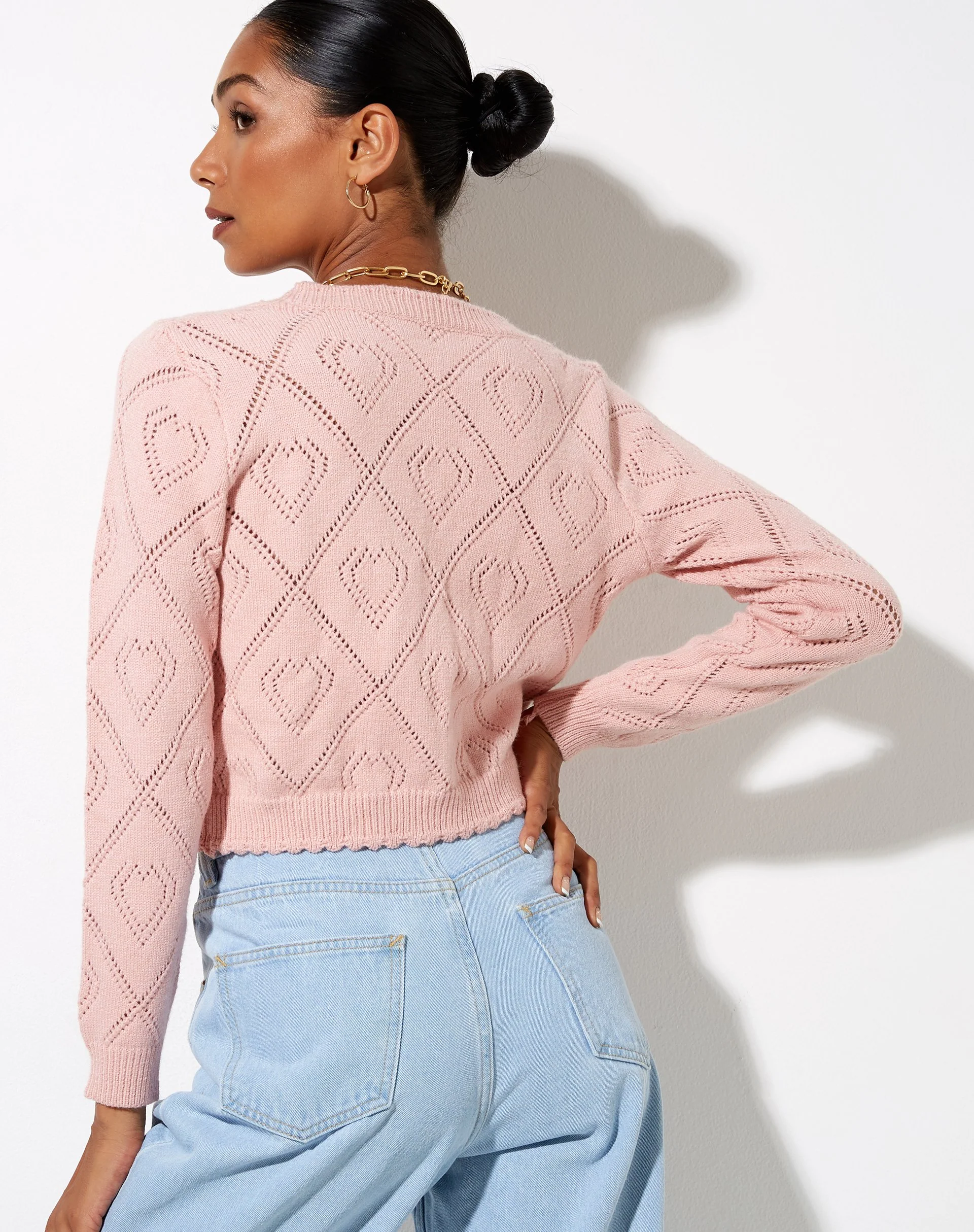 Samo Strickjacke in Diamant- und Herzrosa - Image 2