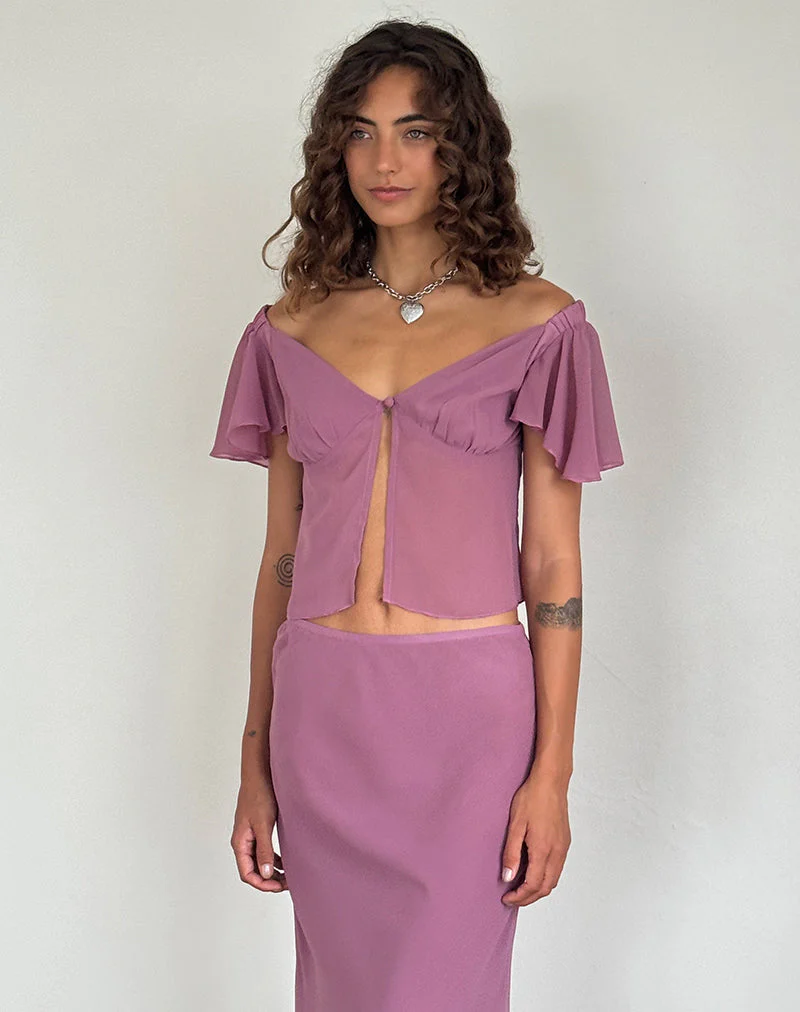 Samsiar Oberteil aus Chiffon in Mauve - Image 3