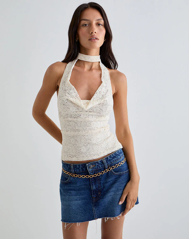 Samwell Neckholder-Top aus Paisley-Spitze Elfenbein - Image 3