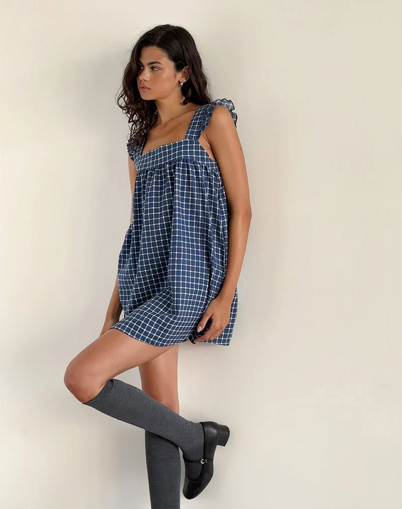 Sanaly Minikleid in Marineblau Tartan Rami - Image 2
