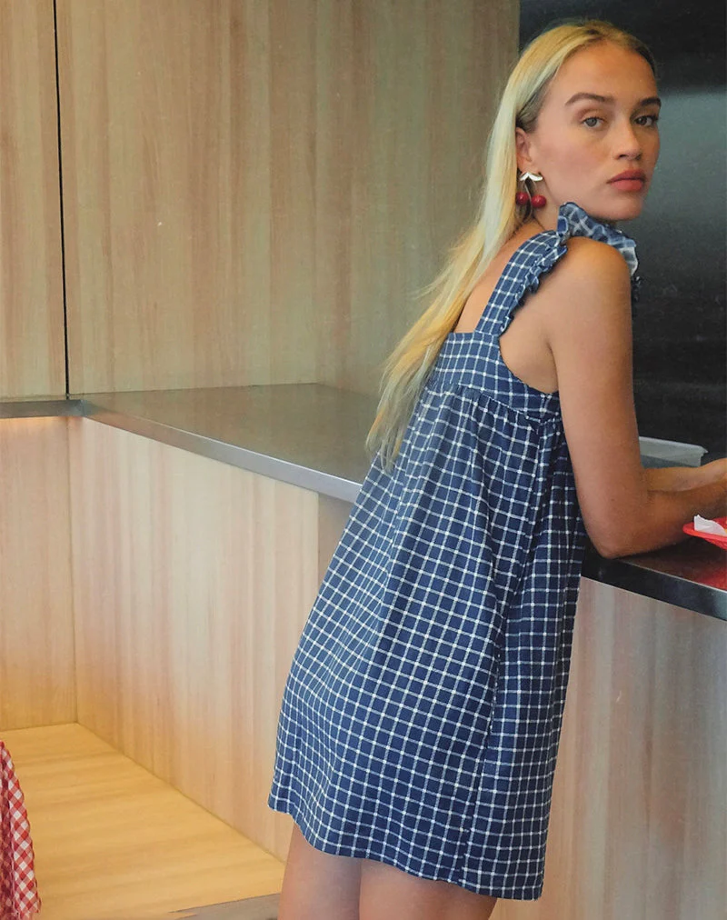 Sanaly Minikleid in Marineblau Tartan Rami - Image 3