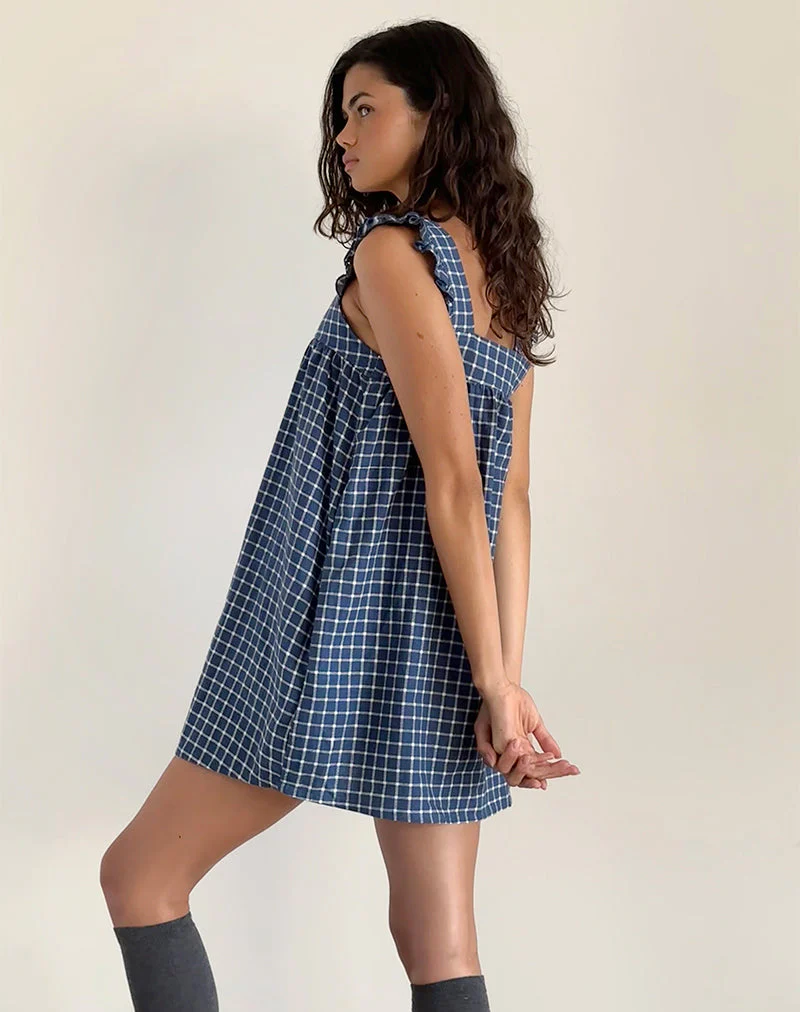 Sanaly Minikleid in Marineblau Tartan Rami - Image 4