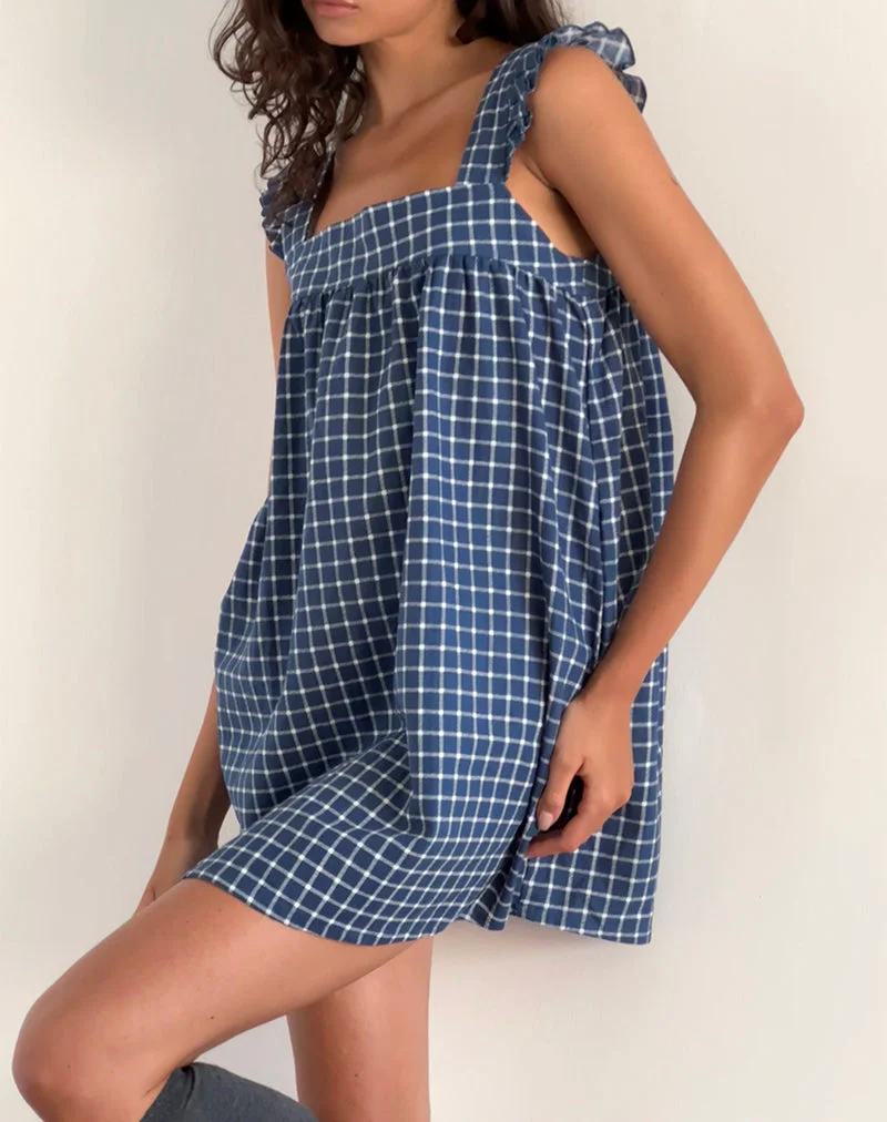 Sanaly Minikleid in Marineblau Tartan Rami - Image 5