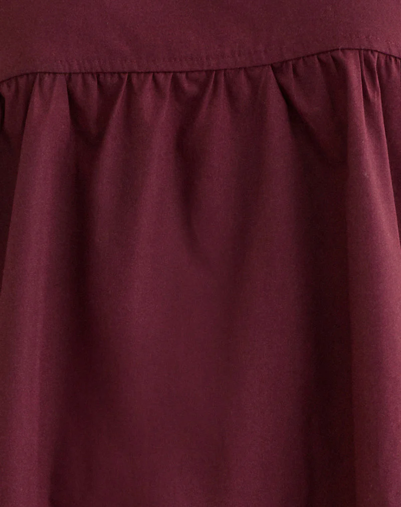 Sanaly Mini Dress in Poplin Maroon - Image 6