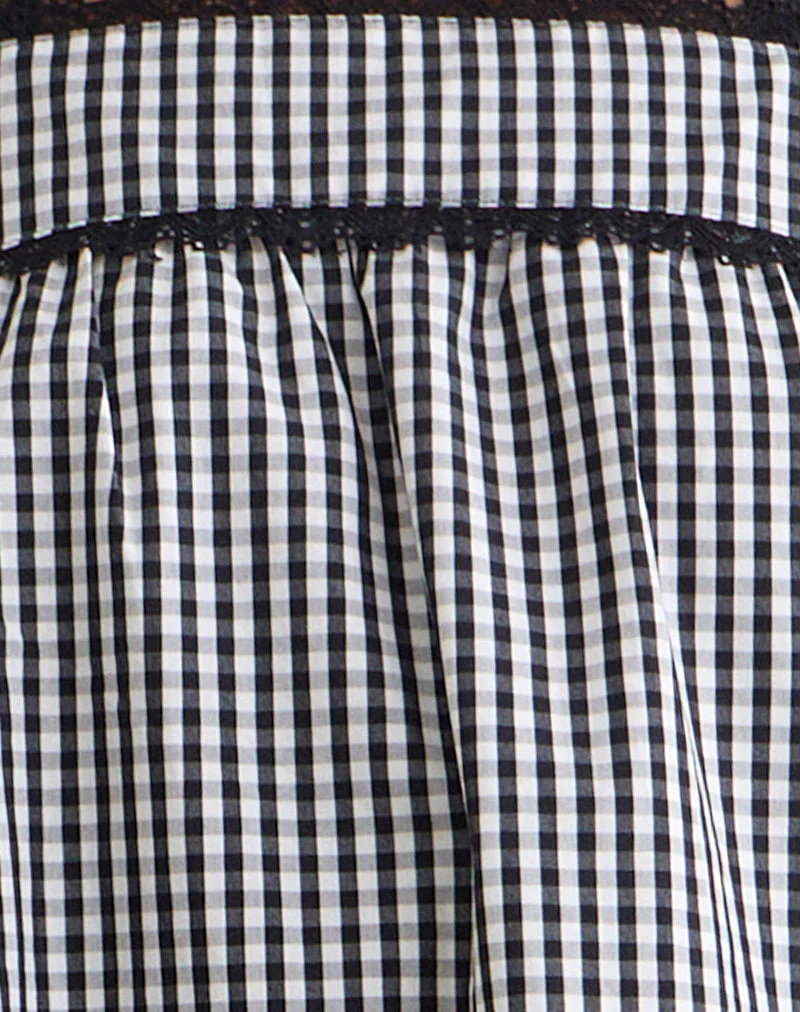 Sandat Smock Mini Dress in Mini Gingham Grey - Image 6
