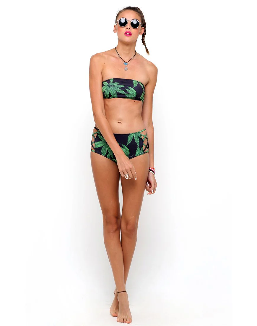 Sandrift Trägerloses Bikini-Unterteil in Palm Leaf Green - Image 3