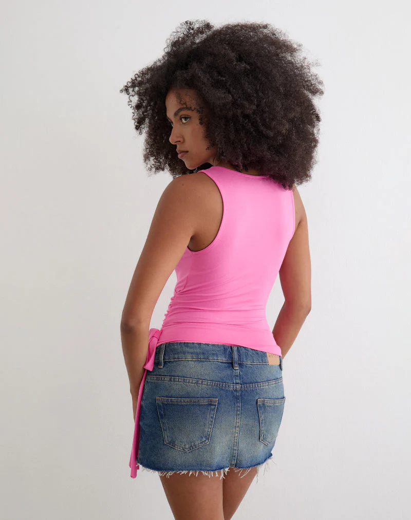 Saneya Plunge Top in Rayon Jersey Deep Pink - Image 4