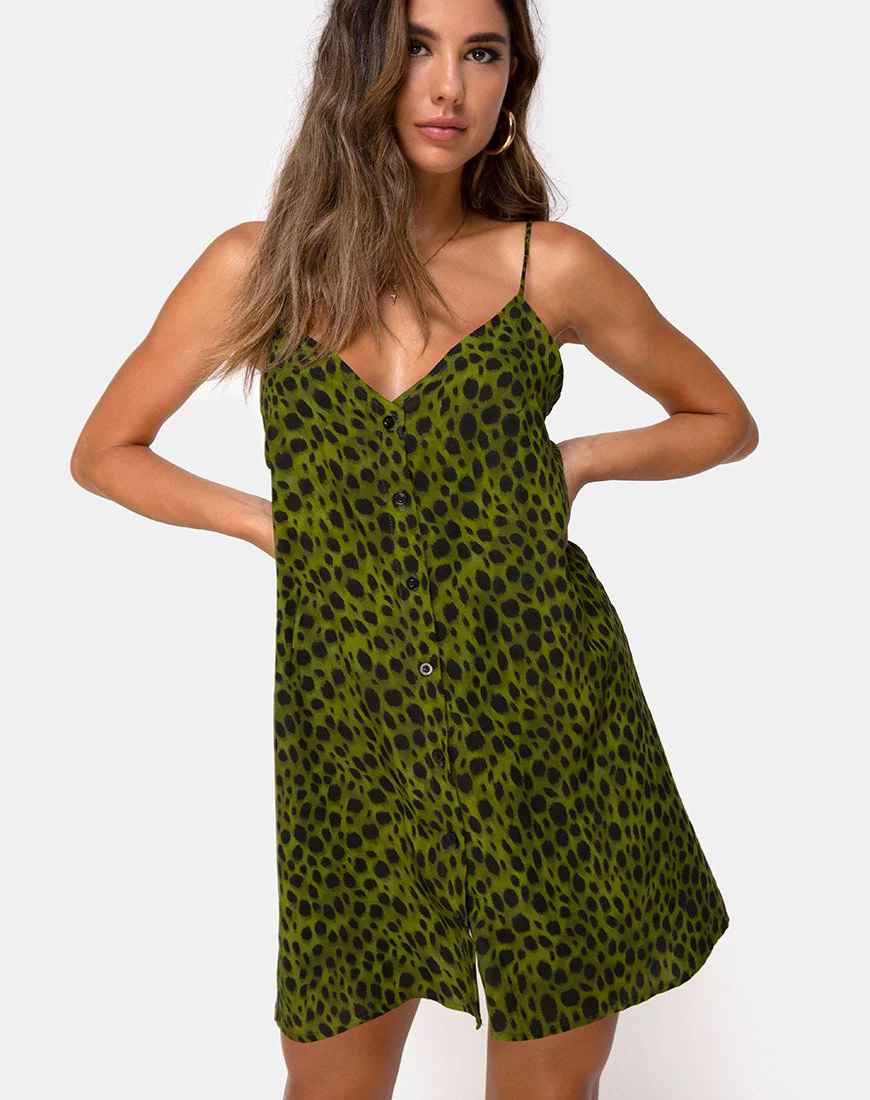 Sanna Slip-Kleid in Cheetah Khaki