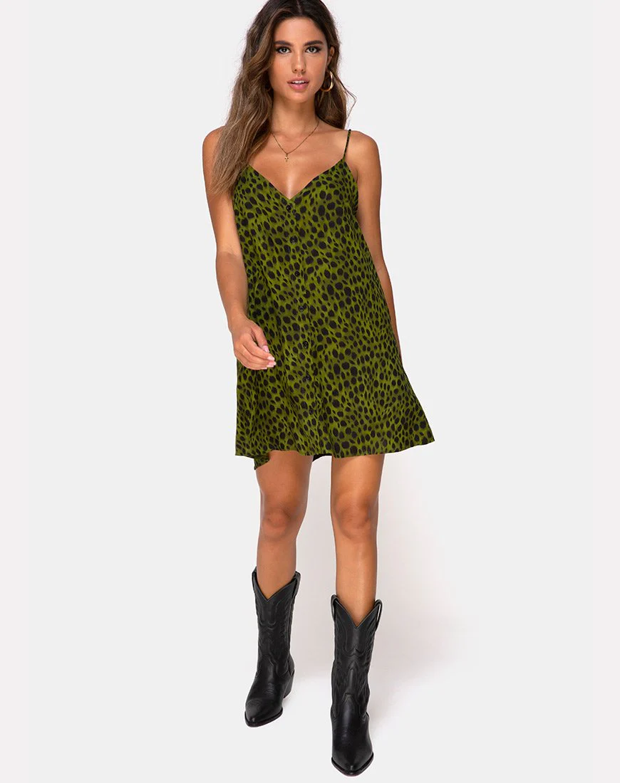 Sanna Slip-Kleid in Cheetah Khaki - Image 4