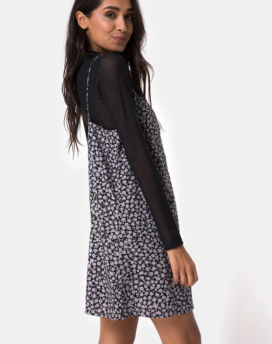 Sanna Slip Dress in Ditsy Rose Schwarz - Image 2