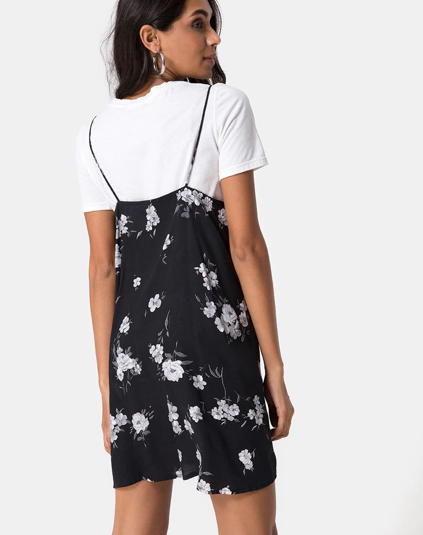 Sanna Slip Dress in Mono Flower Schwarz - Image 2
